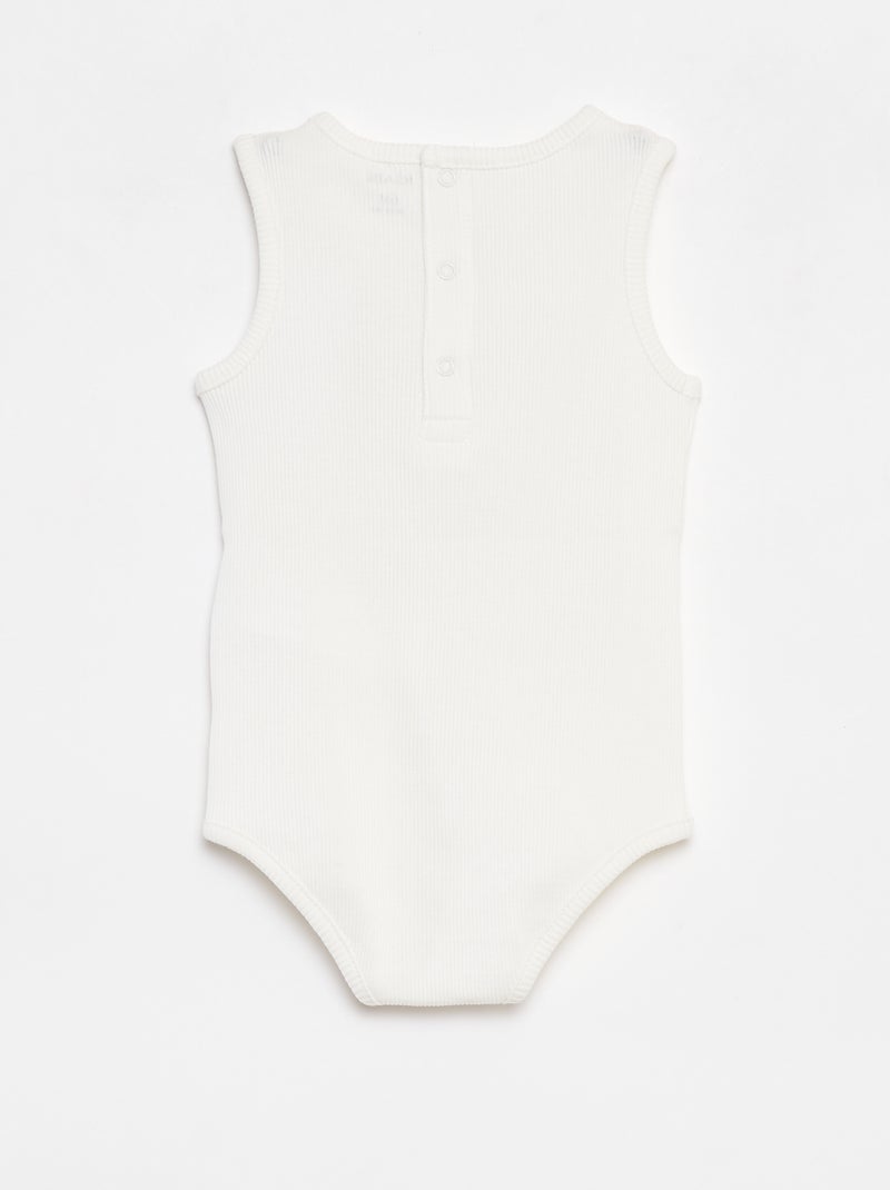 Body sans manches côtelé et brodé BLANC - Kiabi
