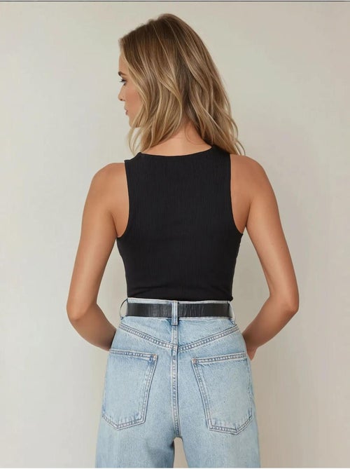Body slim texturé à col licou hiccup - Kiabi Body slim texturé à col licou hiccup - Kiabi