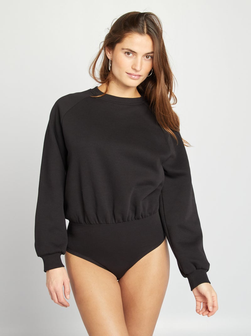 Body sweat en molleton noir - Kiabi
