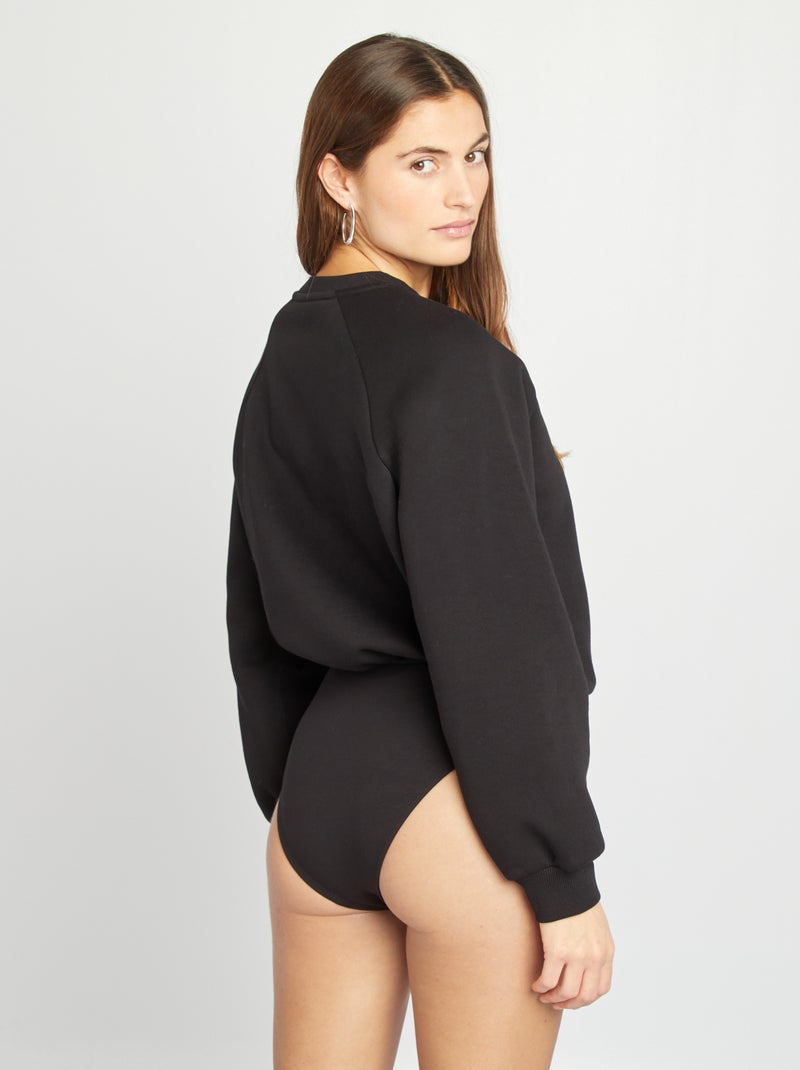 Body sweat en molleton noir - Kiabi