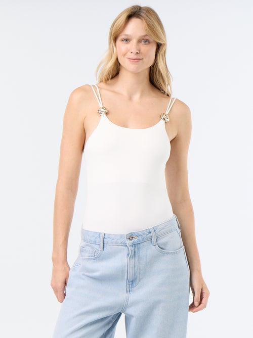 Body uni avec bijoux fantaisies sur les bretelles - Kiabi