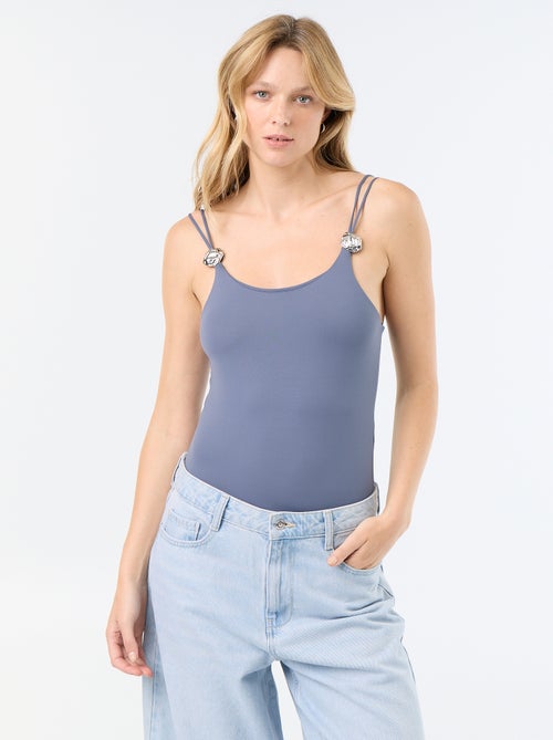 Body uni avec bijoux fantaisies sur les bretelles - Kiabi