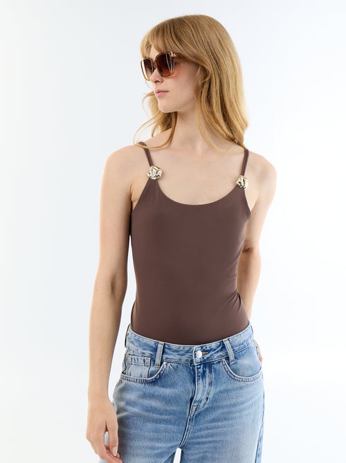 Body uni avec bijoux fantaisies sur les bretelles - Kiabi