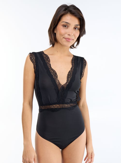 Body uni avec dentelle - Kiabi