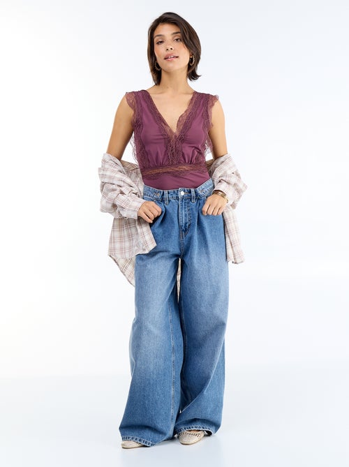 Body uni avec dentelle - Kiabi