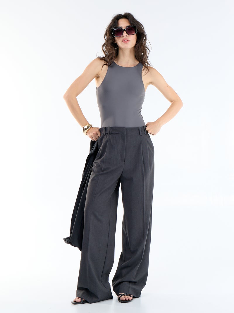 Body uni sans manches Gris - Kiabi