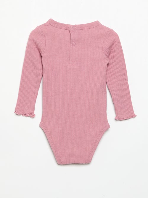 Body van geribde stof met broderie anglaise - Kiabi