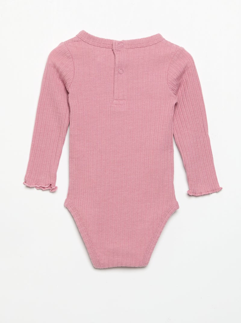 Body van geribde stof met broderie anglaise Rose - Kiabi