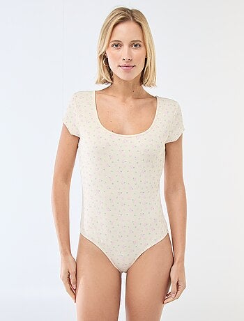 Body van ribstof met korte mouw