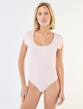 Body van ribstof met korte mouw