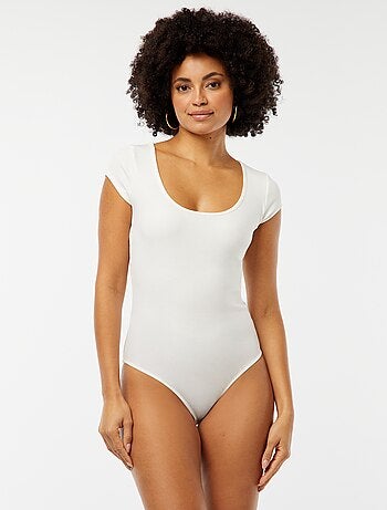 Body van ribstof met korte mouw