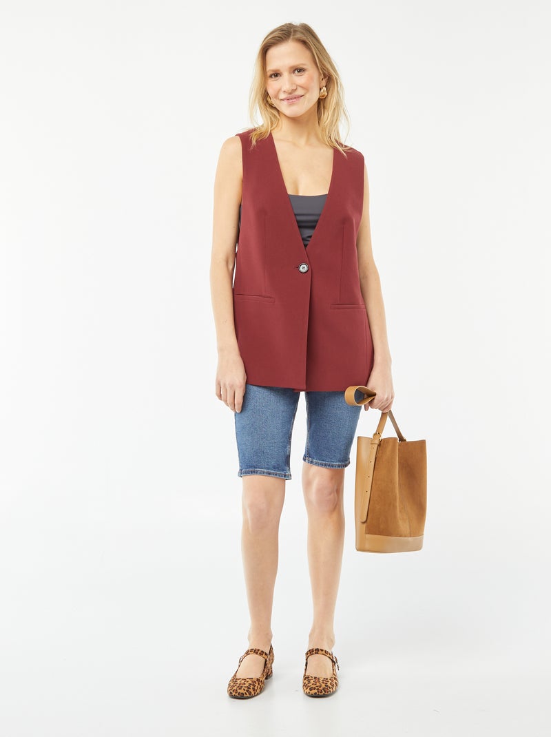 Body van satijnachtige stof met smalle bandjes BLAUW - Kiabi