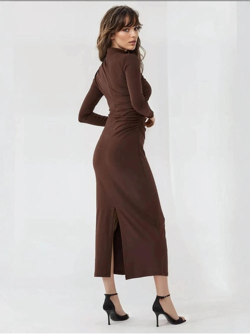 Bodycon gedrapeerde midi-jurk - Kiabi Bodycon gedrapeerde midi-jurk - Kiabi