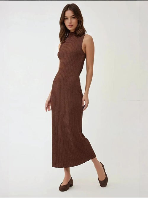 Bodycon maxi-jurk met halterkraag en textuur - Kiabi