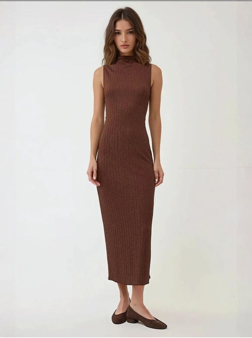 Bodycon maxi-jurk met halterkraag en textuur - Kiabi