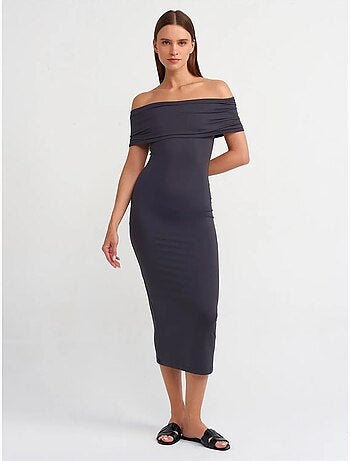 Bodycon midi-jurk met blote schouders dilvin