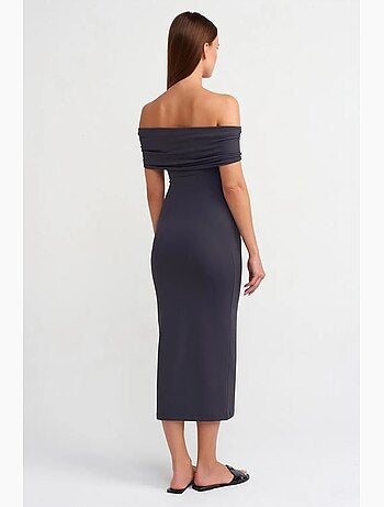 Bodycon midi-jurk met blote schouders dilvin