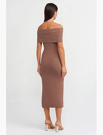 Bodycon midi-jurk met blote schouders dilvin