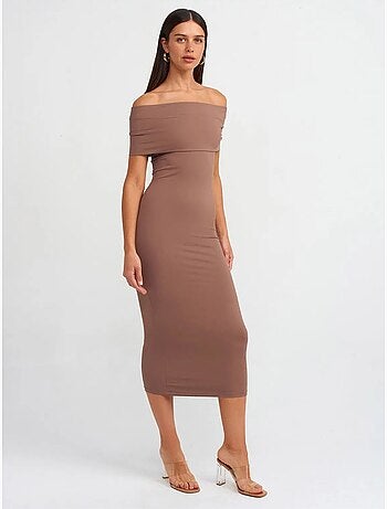 Bodycon midi-jurk met blote schouders dilvin