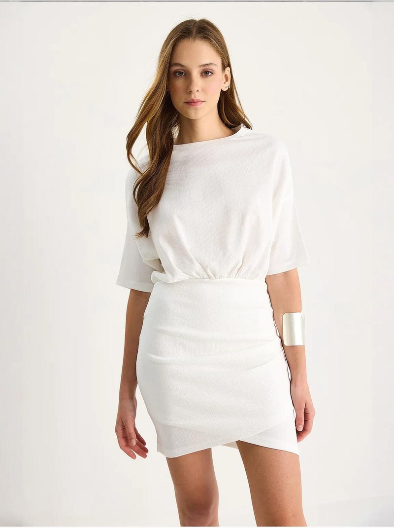Bodycon midi-jurk met ritssluiting lucci Wit - Kiabi