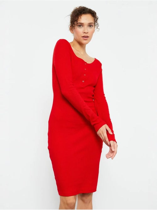 Bodycon midi-jurk met ronde hals tommy - Kiabi Bodycon midi-jurk met ronde hals tommy - Kiabi