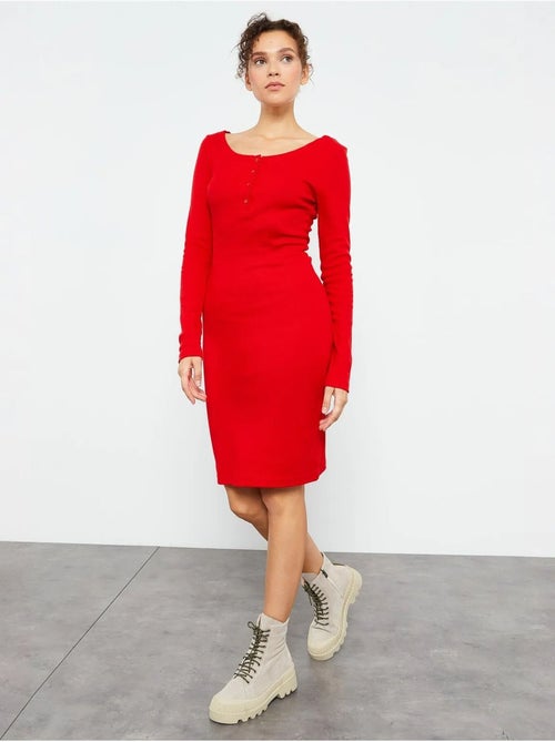 Bodycon midi-jurk met ronde hals tommy - Kiabi Bodycon midi-jurk met ronde hals tommy - Kiabi