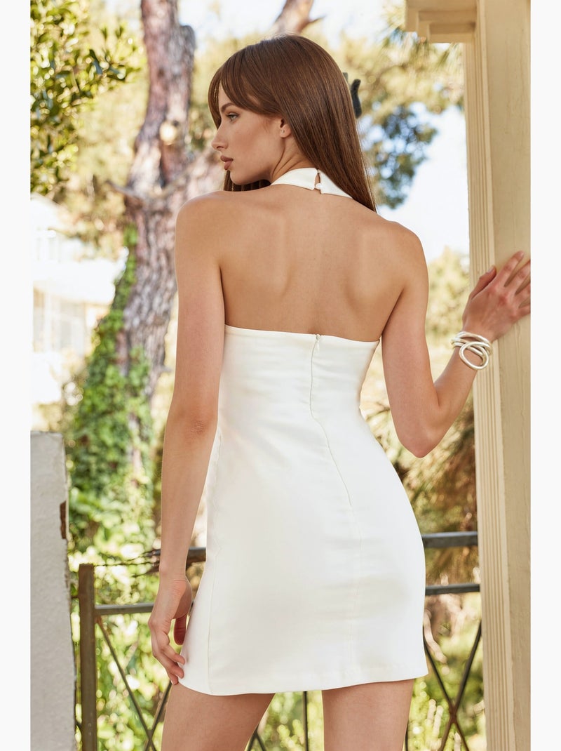 Bodycon mini-jurk met halterkraag hiccup Wit - Kiabi
