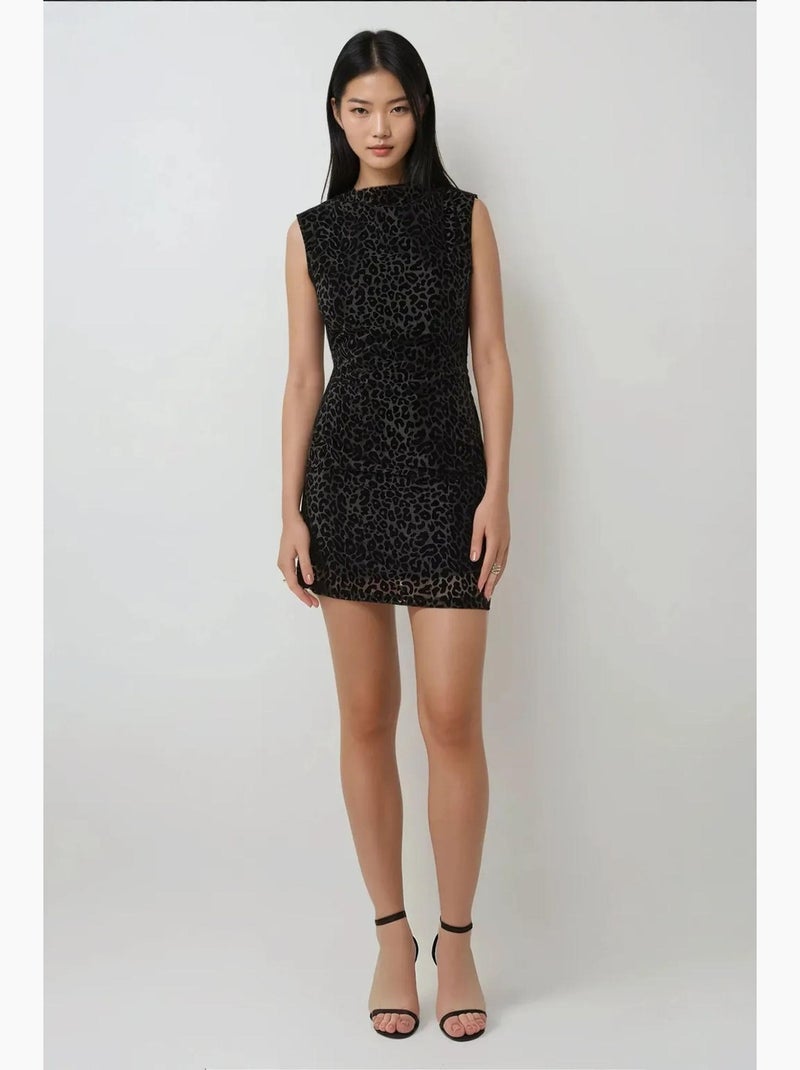 Bodycon mini-jurk met luipaardprint hiccup Zwart - Kiabi