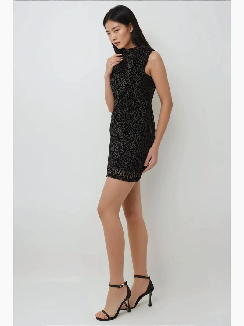 Bodycon mini-jurk met luipaardprint hiccup Zwart - Kiabi