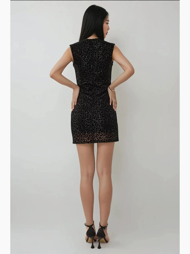 Bodycon mini-jurk met luipaardprint hiccup Zwart - Kiabi
