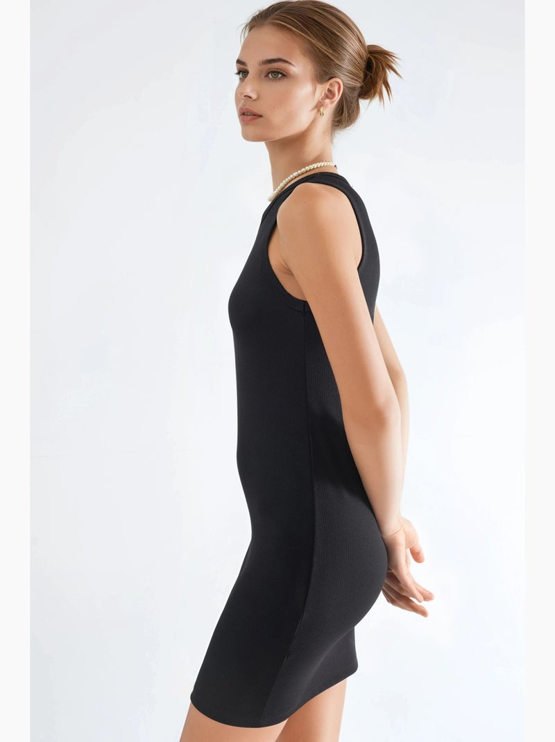 Bodycon mini-jurk met ronde hals hiccup Zwart - Kiabi