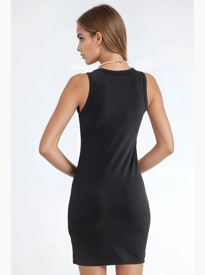 Bodycon mini-jurk met ronde hals hiccup Zwart - Kiabi