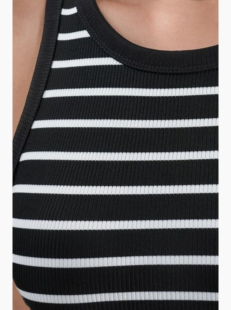 Bodycon mini-jurk met ronde hals hiccup Zwart Wit - Kiabi