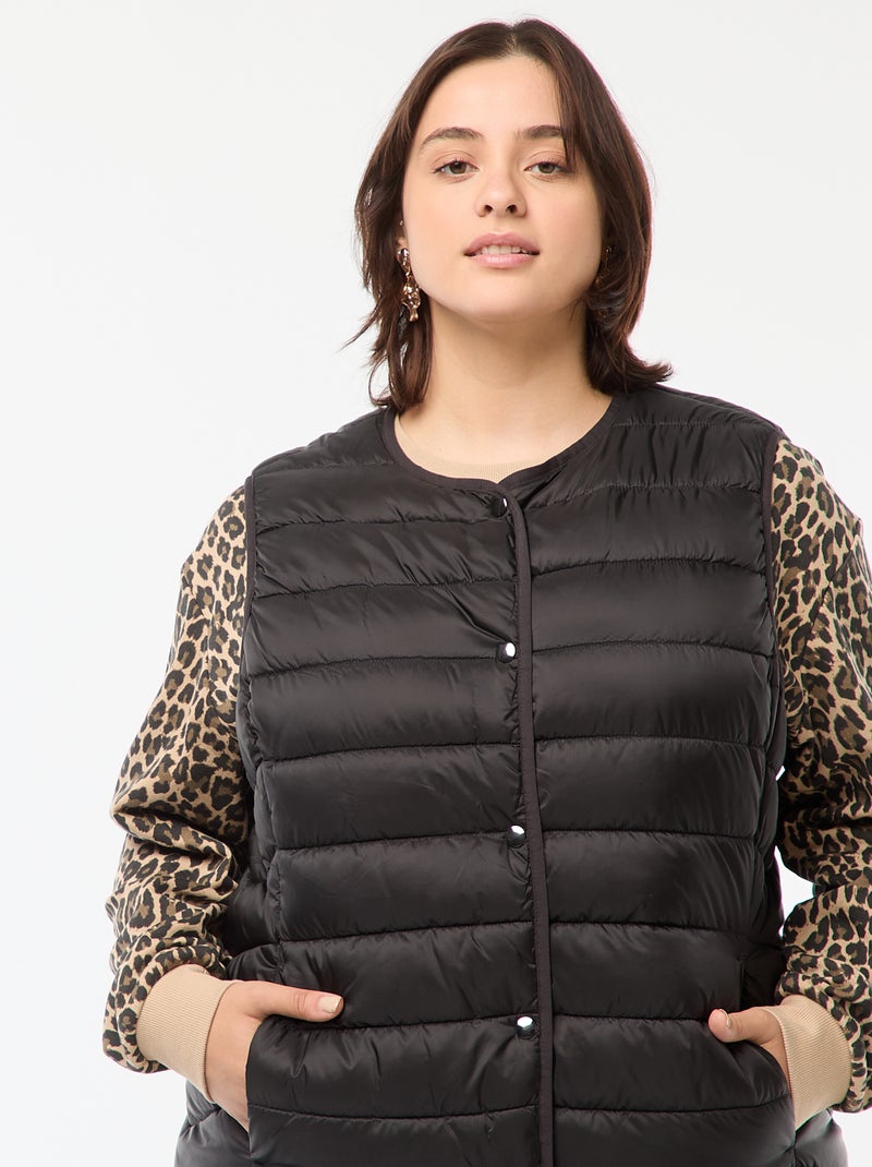 Bodywarmer met drukknopen zwart - Kiabi