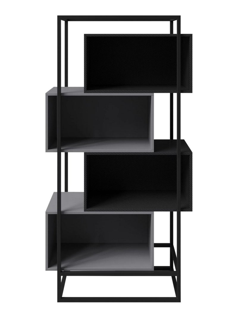 Boekenkast met 4 open vakken - metalen frame 'Roba' - Minecraft Grijs - Kiabi