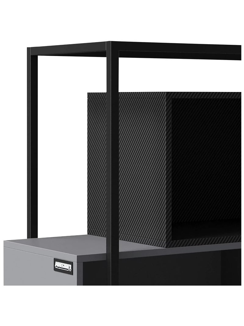 Boekenkast met 4 open vakken - metalen frame 'Roba' - Minecraft Grijs - Kiabi