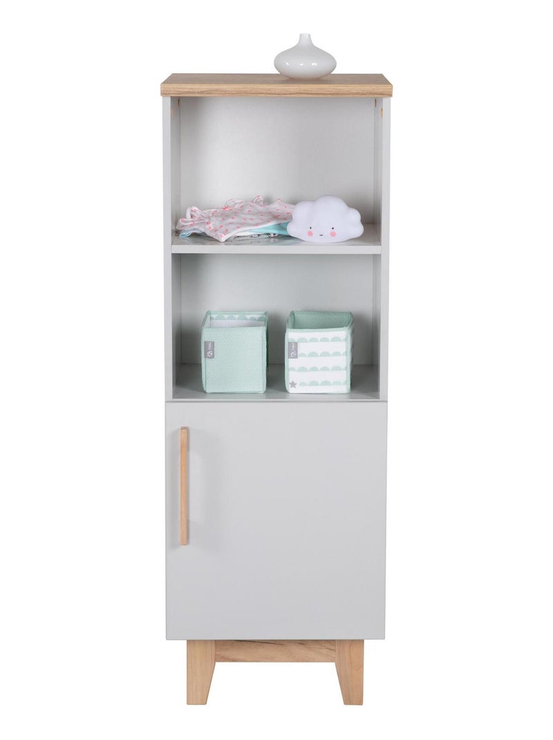 Boekenkast voor kinderkamer met 1 deur en 2 vakken 'Roba caro' Lichtgrijs - Kiabi
