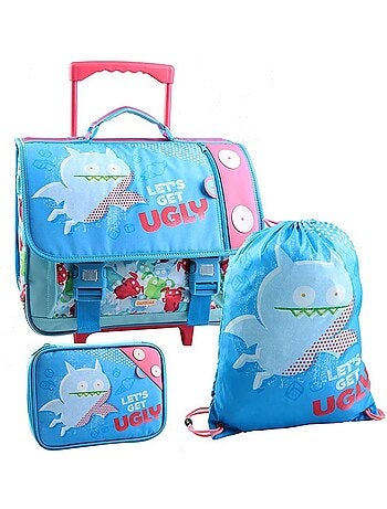 Boekentas op wieltjes 3 stuks motief Ice-Bat waterdichte stof UGLYDOLLS