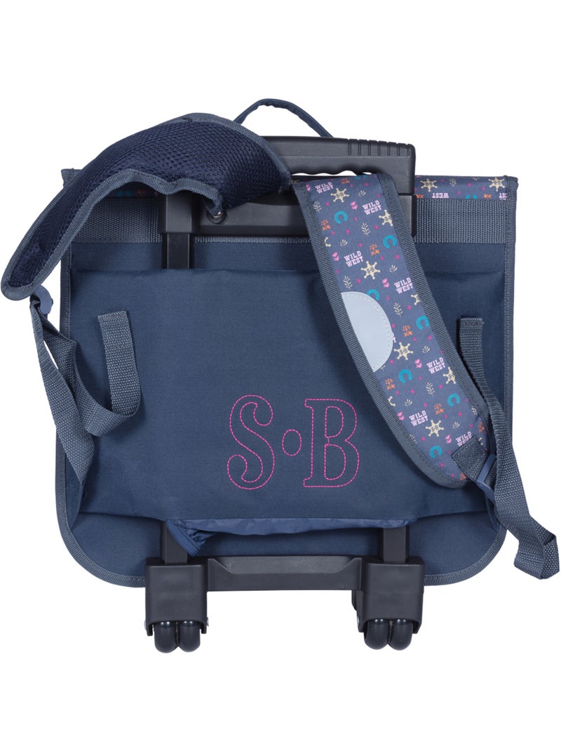 Boekentas op wieltjes – Paard - 38 CM – stalla bianca Blauw - Kiabi