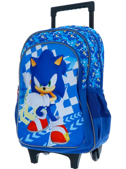 Boekentas op wieltjes Sonic Flash 48 cm met 2 vakken met ritssluiting SONIC - Kiabi