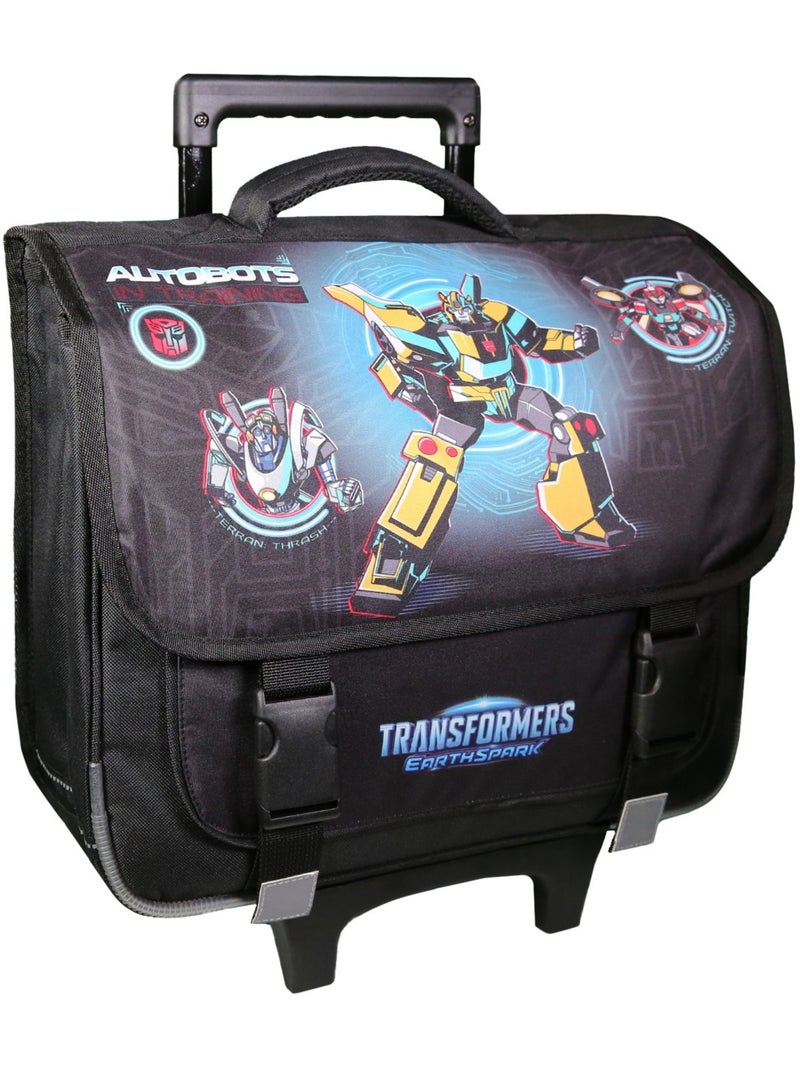 Boekentas op wieltjes – 'Transformers' – EarthSpark 38 cm Zwart - Kiabi