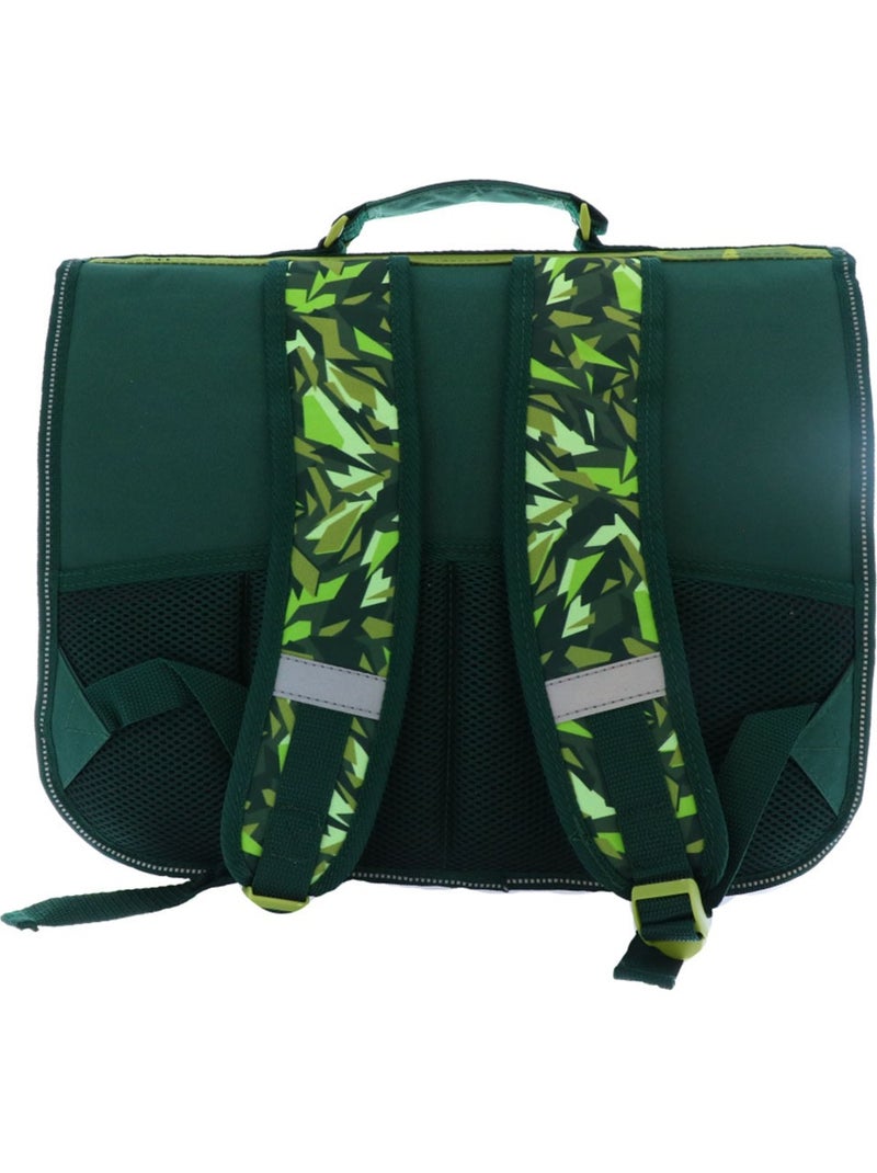 Boekentas polyester bedrukt Dinosaurus T-Rex KID'Z BAG Groen/Wit/Oranje - Kiabi