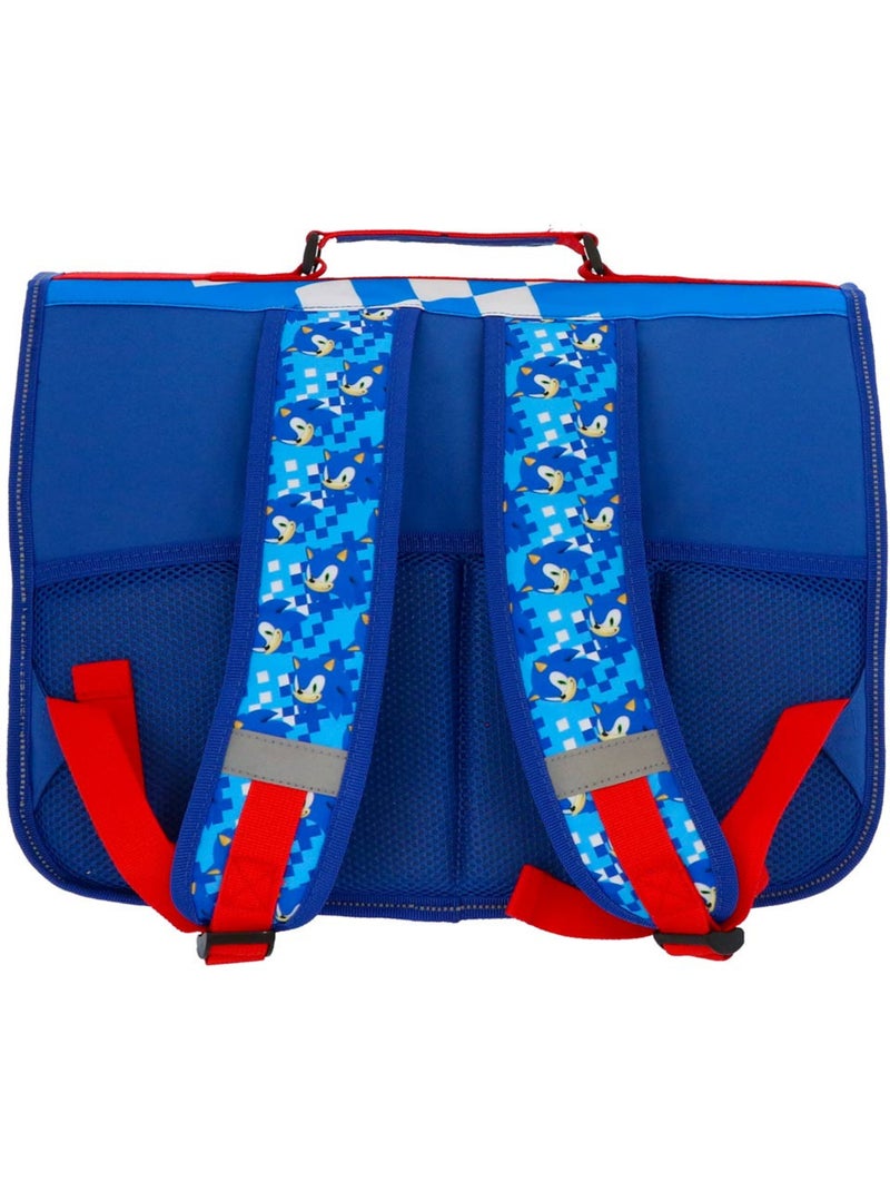 Boekentas Sonic Flash 41 cm van polyester stevig reflecterende stroken Blauw - Kiabi