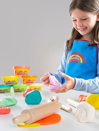 Boetseerklei, 6 potjes + waterdicht schort en accessoires 'Roba x Play-Doh'