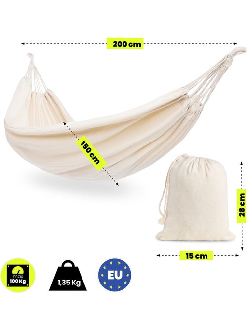 Boho-gartenhängematte 200 × 150 cm mit tragetasche – hypermotion - Kiabi