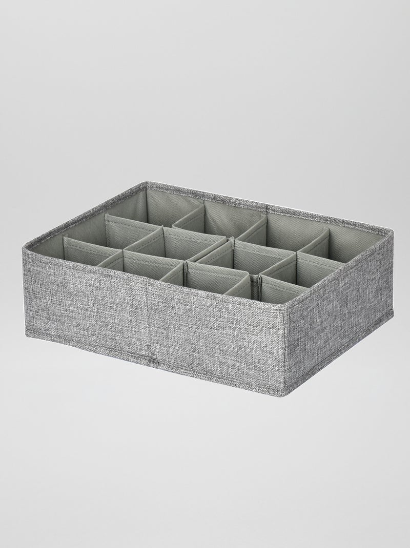 Boite à compartiments en tissu Gris - Kiabi