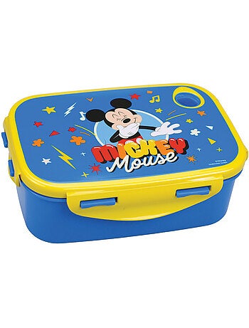 Boîte à goûter 17 cm en PVC 'Mickey Mouse' bleue – Fermeture latérale