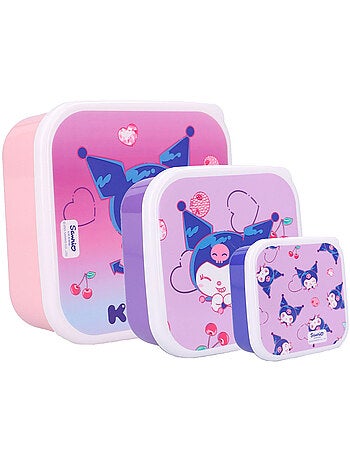 Boite à goûter Sanrio Kuromi Fresh Bites lot de 3 en PVC carrées