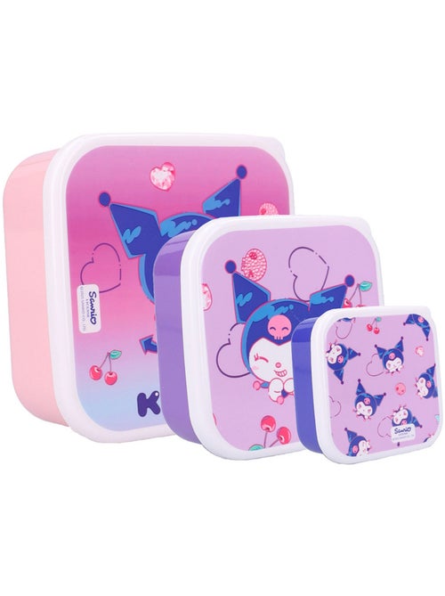 Boite à goûter Sanrio Kuromi Fresh Bites lot de 3 en PVC carrées - Kiabi