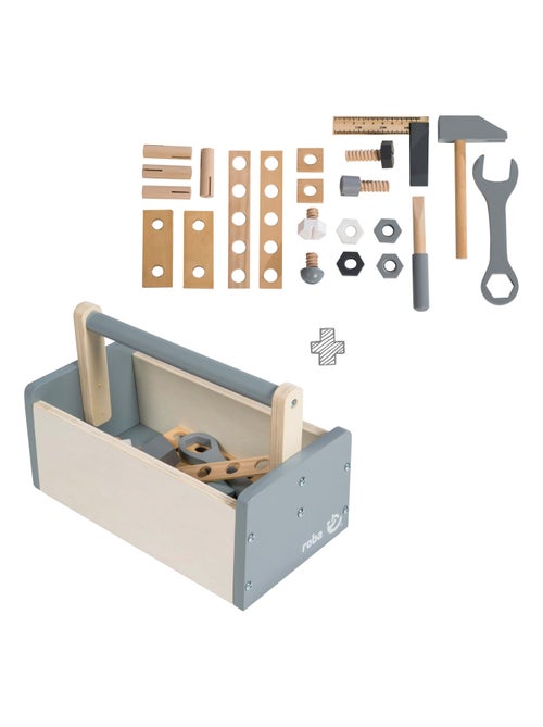 Boite à outils 22 pièces en bois pour enfant ROBA - Kiabi